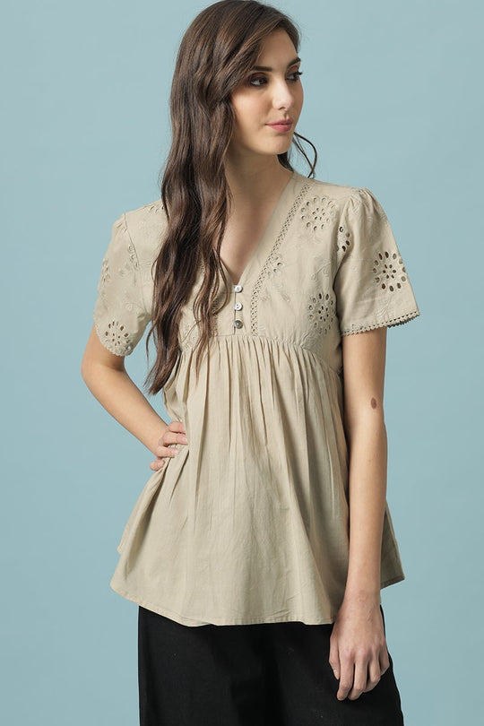 Gipsy Pista Medium Length V- Neck Cotton Tunic
