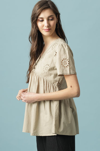Gipsy Pista Medium Length V- Neck Cotton Tunic