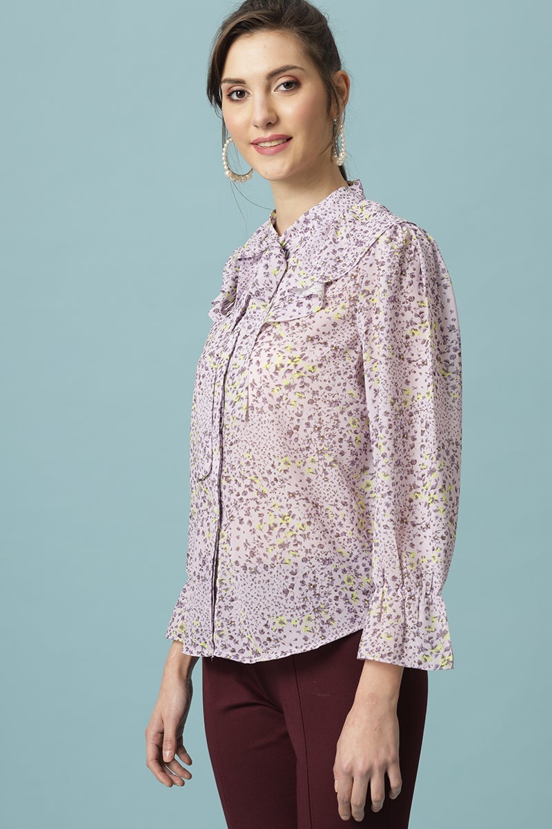 Gipsy Purple Medium Length Round Neck Polyester Tunic