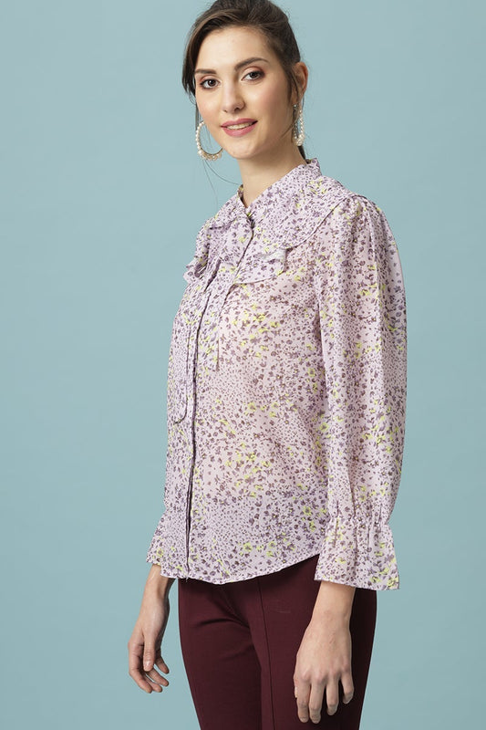 Gipsy Purple Medium Length Round Neck Polyester Tunic