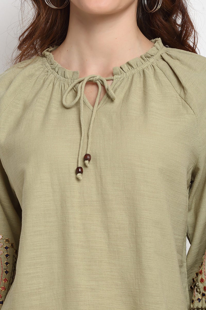 Pista Medium Length Tie - Up Cotton Tunic
