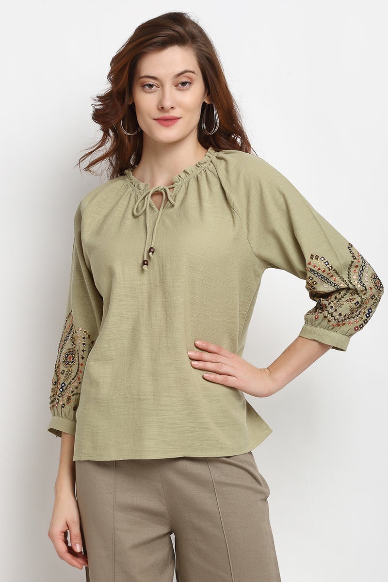 Pista Medium Length Tie - Up Cotton Tunic