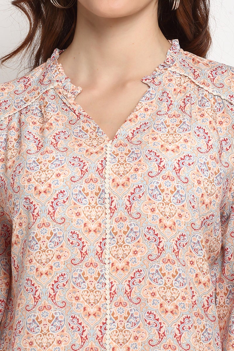 Multi Medium Length V- Neck Rayon Tunic