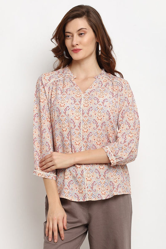 Multi Medium Length V- Neck Rayon Tunic