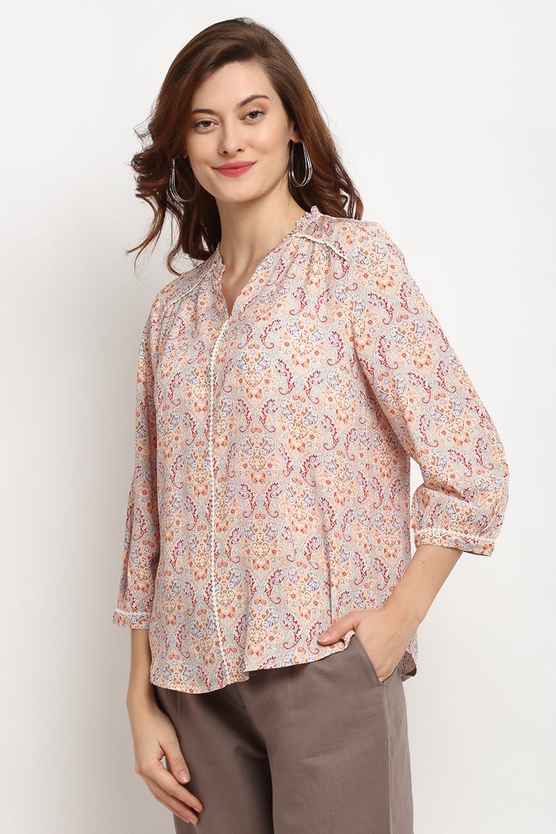 Multi Medium Length V- Neck Rayon Tunic