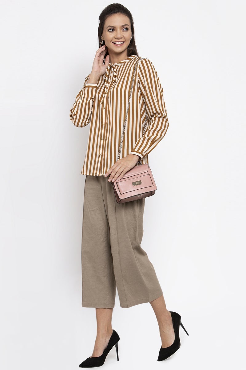 Gipsy Women Polyester Long Sleeves Mustard Shirt
