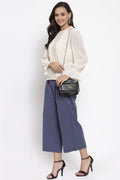 Gipsy Women Round Neck Long Sleeves Solid Beige Color Tops