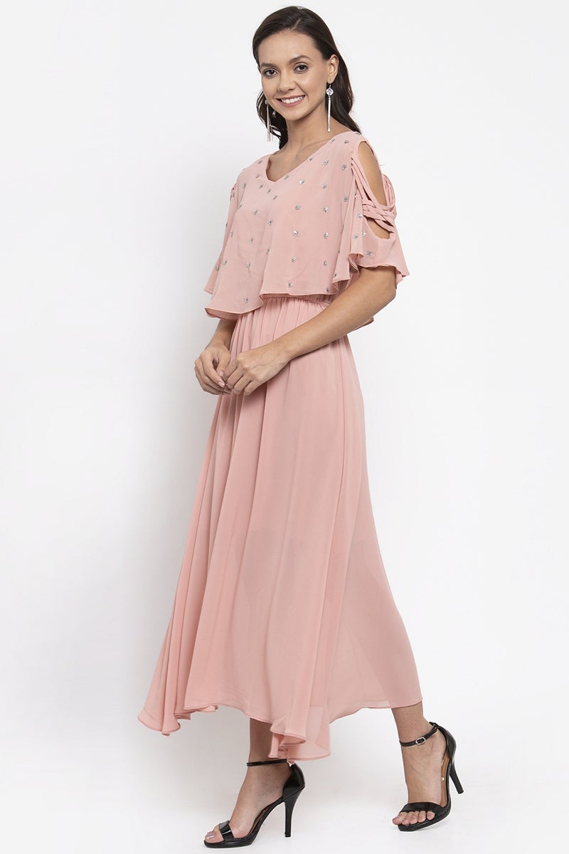 Gipsy Women Dusky Pink Boat Neck Dress