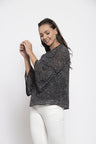 Gipsy Women Round Neck Three-Quarter Sleeves Self Design Black Print Color Tops