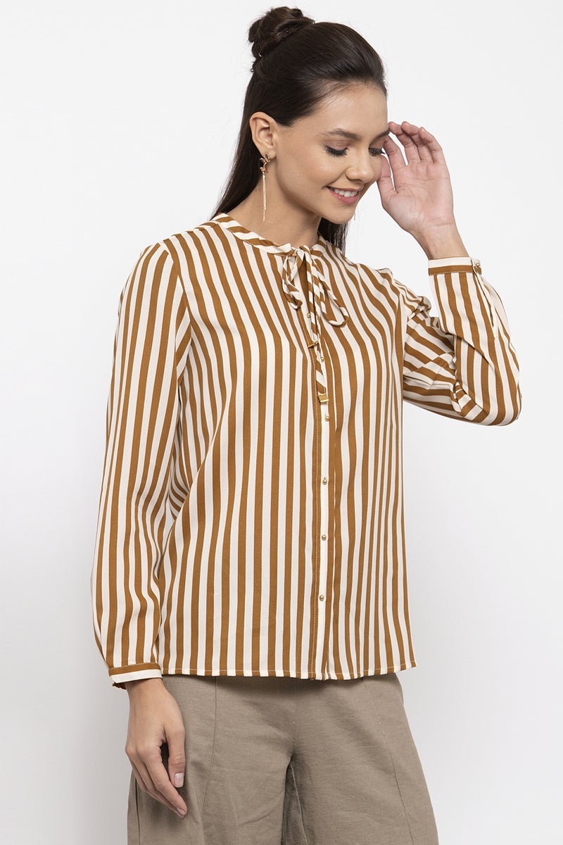 Gipsy Women Polyester Long Sleeves Mustard Shirt