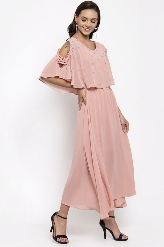 Gipsy Women Dusky Pink Boat Neck Dress