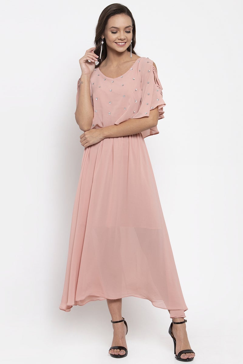 Gipsy Women Dusky Pink Boat Neck Dress