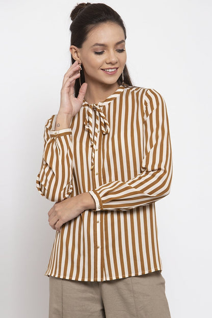 Gipsy Women Polyester Long Sleeves Mustard Shirt