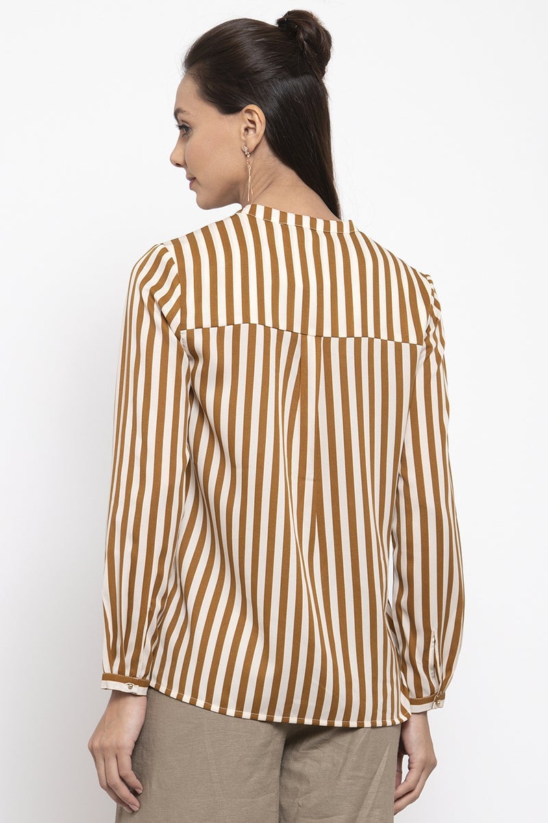 Gipsy Women Polyester Long Sleeves Mustard Shirt