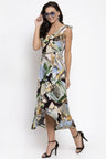Gipsy Women Green Prnit V-Neck Dress
